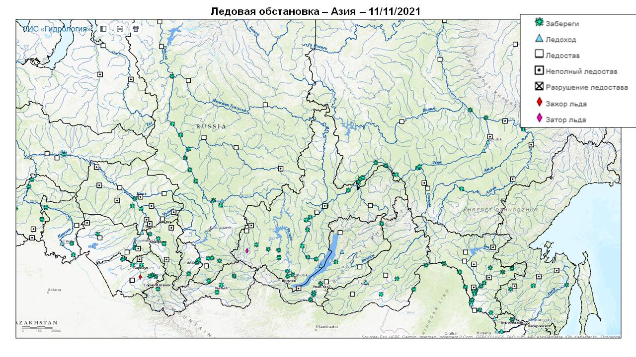 Гидрологическая карта приморского края